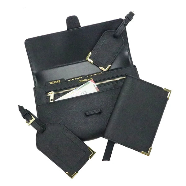 Luxury Personalised Travel Set, Wallet, Tags and Passport Holder – Genuine Saffiano Leather