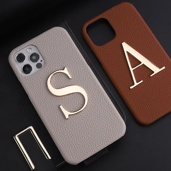 Personalised Eco-Leather iPhone Case with a Large Gold Initial