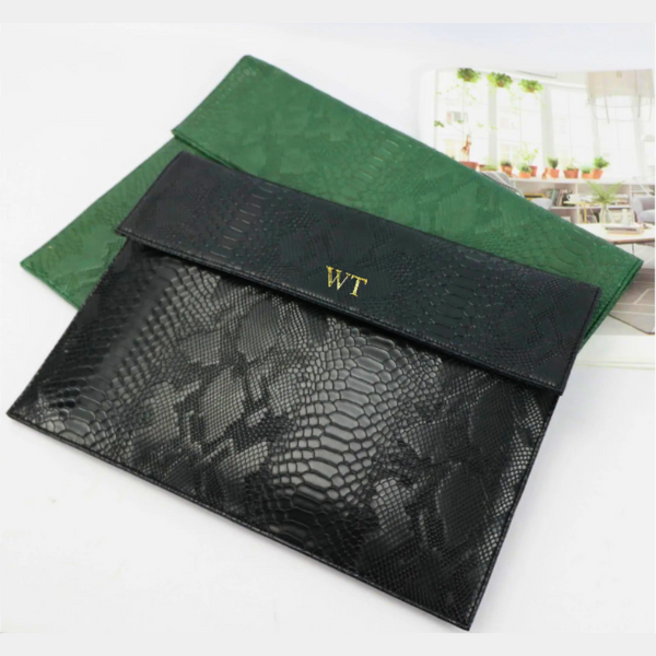 Personalised Textured Eco-Leather Laptop Case – Custom Name or Initials in Gold Foil (13" or 15")