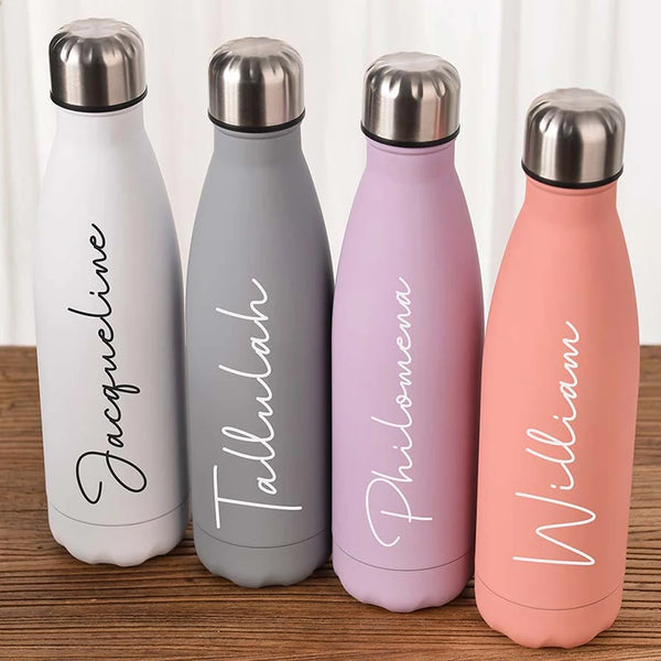 Personalised Insulated Water Bottle – Custom Stainless Steel Thermos Flask | Wedding Party Gift, Bridesmaid Bottle, Hot & Cold Drink Bottle – 500ml / 17oz