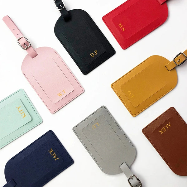 Personalized Eco-Leather Luggage Tag – Gold Hot Stamping Initials