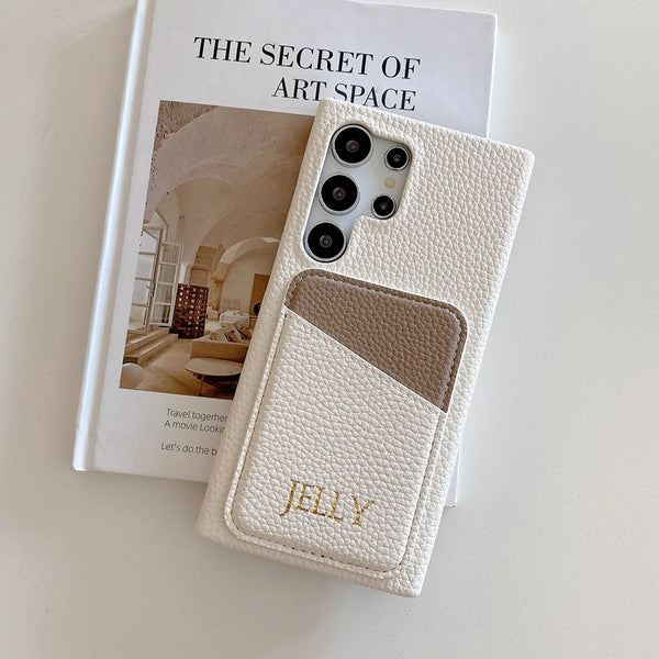 Personalised Bicolour Samsung Case with Cardholder – Custom Initial Letters